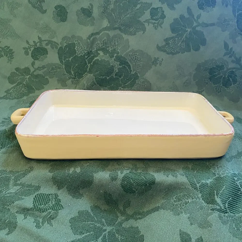 Vietri Terracotta Yellow Glaze Baking Casserole Pan 12